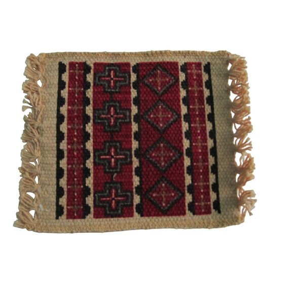 Vintage Southwest Woven Cotton Mug Rug Coasters El Paso Saddle Blanket Co GUC - Picture 3 of 16